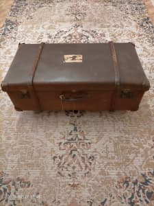 Vintage Brown Suitcase Trunk - Storage, Decor Item