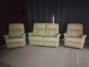 Genuine Recliner leather lounge 2 1 1