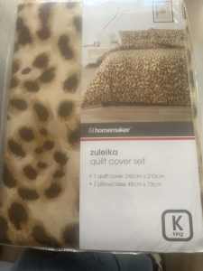 Homemaker Zuleika King Bed Quilt Leopard Cheetah Cover SET BNWT