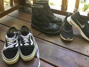 3 pairs of womens shoes size 5 , doc martins,Nike , Vans