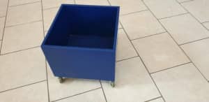 Toy storage box blue on wheels
