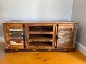 Sideboard - Solid Wood with 2 Cupboards and Shelves