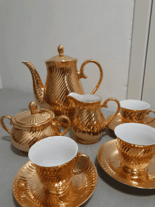 Vintage Gold China Coffee Service For 6