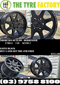 AMERICAN OUTLAW DERRINGER WHEELS BUY THREE GET ONE FREE FORD HOLDEN