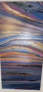 Opal sky - Original Acrylic fluid art on stretched canvas