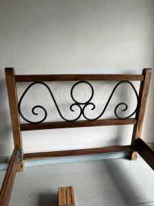 Wrought Iron and Wooden Queen size Bed Frame