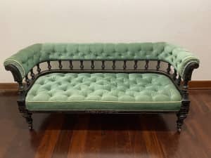 Antique Victorian Ebonised & Gilt velvet sofa $1,500