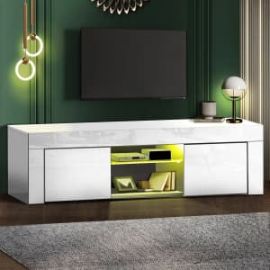 TV Cabinet Entertainment Unit Stand RGB LED Gloss Furniture 130cm