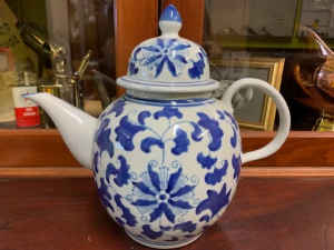 Large Blue & White Teapot.