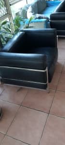 Leather Lounge Stainless Steel Frame