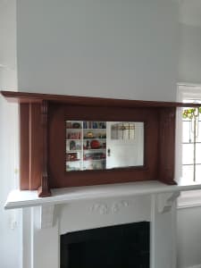 Reproduction Heritage Mantle Fireplace Mirror Timber - Hawthorn