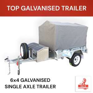 6x4 Trailer Single Axle Galvanised Trailer 900mm Cage, Cover, Toolbox