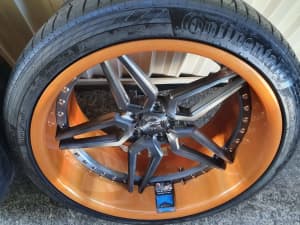 Genuine Forged 20inch 5x114.3 Rims and Tyres Deep Dish $12,000
