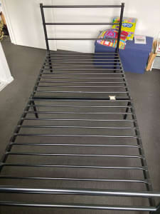 Single bed - black metal frame and mattress