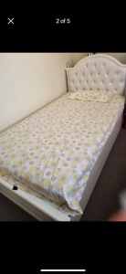 White colour King single bed with mattress
