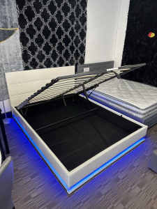 BRAND NEW QUEEN BED LED WITH STORAGE/CAN DELIVER