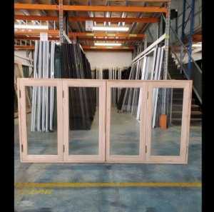 Bifold Window - 1200h x 2400w Solid Mindi H/wood 4 Panel New 44751