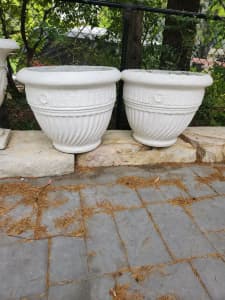TWO LARGE EMBOSSED PLANTERS 