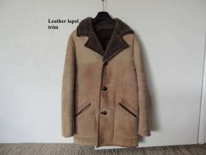 Mens NZ pure wool sheepskin jacket/coat, fully lined, leather trim
