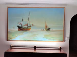 Original Boat Oil Painting - size of large dining table