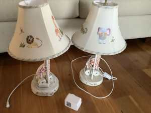 A pair of nursery lamps