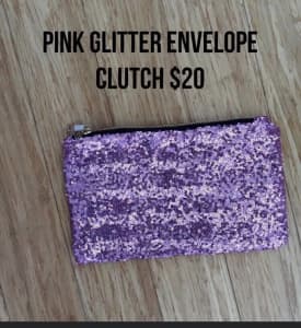 NEW pink glitter envelope clutch