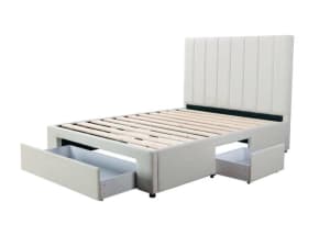 DOUBLE 3 x STORAGE BED FRAME WITH HEAD BOARD & SOLID PINE SLATS