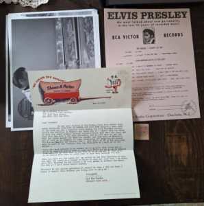Elvis Presley letter from Thomas Parker Manager, original ticket stub