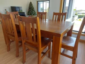 Solid Timber Dinning set seating 6 .