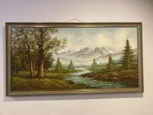 Oil painting mountain scene - Gershna signature