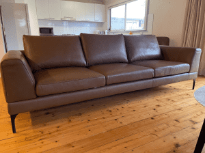 Brown Italian Leather Sofa, 3 Seater