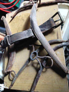 Oxen Yoke Wagon Harness Hitch Wood Metal Horse prim Antique