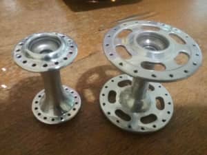 2 old school bicycle or BMX alloy hubs - one high and one low - Japan