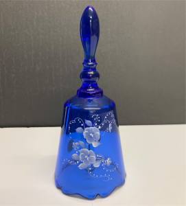 Vintage Fenton Blue Glass Bell. 18cm High. perfect condition.
