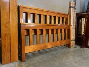 Excellent condition queen size solid wood bed with wooden slats