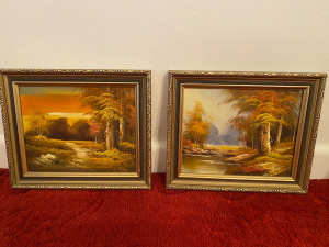 2 x small framed landscape paintings