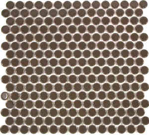 Gloss Dark Brown Penny Round 19mm (on 315x315mm sheet) Mosaic