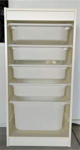 White IKEA Trofast with x5 Buckets with lids 