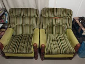 Pair of Retro Vintage circa 80s Armchairs