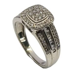 9ct White Gold Ladies Diamond Ring Size O 003000248162