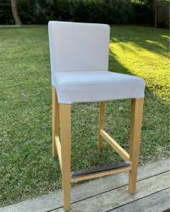 3 x white stools with timber legs.