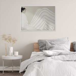 60cmx90cm Abstract Lady White Frame Canvas Wall Art...