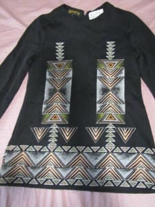 Vintage Retro Black Pattern Top / Short Dress Argentina Bibas 46