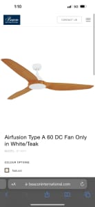 Ceiling fan - Air fusion type A 60 DC Fan only - WHITE/ TEAK