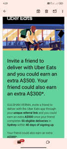 A$300 for the new Uber eats drivers