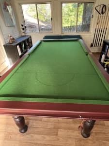 Pool table, slate, pub size, with accessories
