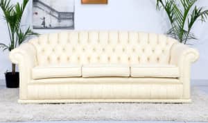 FREE DELIVERY-Beautiful Genuine Leather CHESTERFIELD 3 Seater SOFA