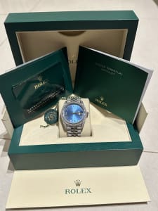 Rolex date just 41mm blue Roman dial vs1 diomands brand new 2022