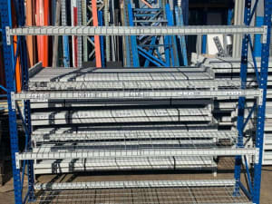 Used Long Span Shelving with Steel Mesh Shelf Levels. Delivery.