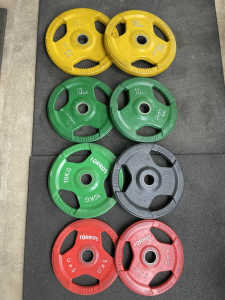 80kg Olympic tri-grip weight plates in good condition